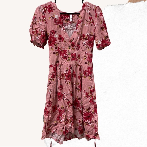 Cute Pink floral midi dress- worn once size XS - Picture 1 of 3